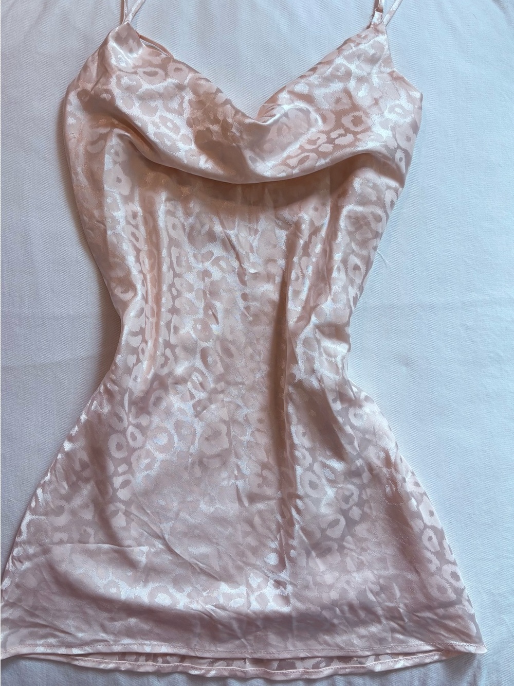 Satin Slip Dress in Pale Blush Leopard Jacquard